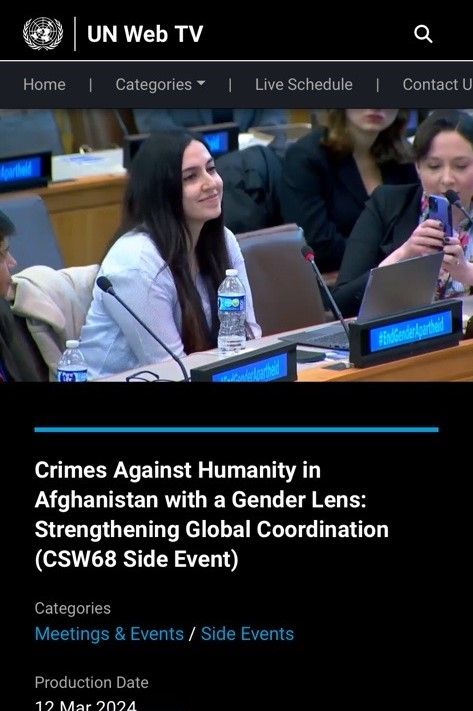 Nasifa Ahmadi taking part in the CSW68 side event