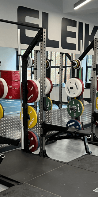 Weights rack in the Sports and Human Performance Lab