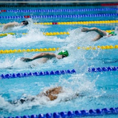 Close up of a swimming race