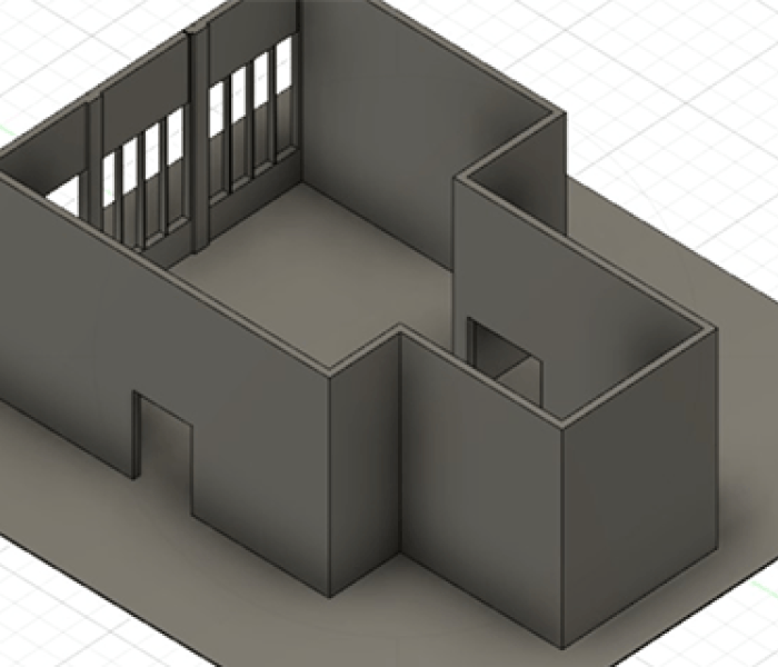 An architects computerised 3D drawing of a ground floor room