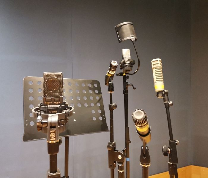 Microphone close up in Audio and Music studios