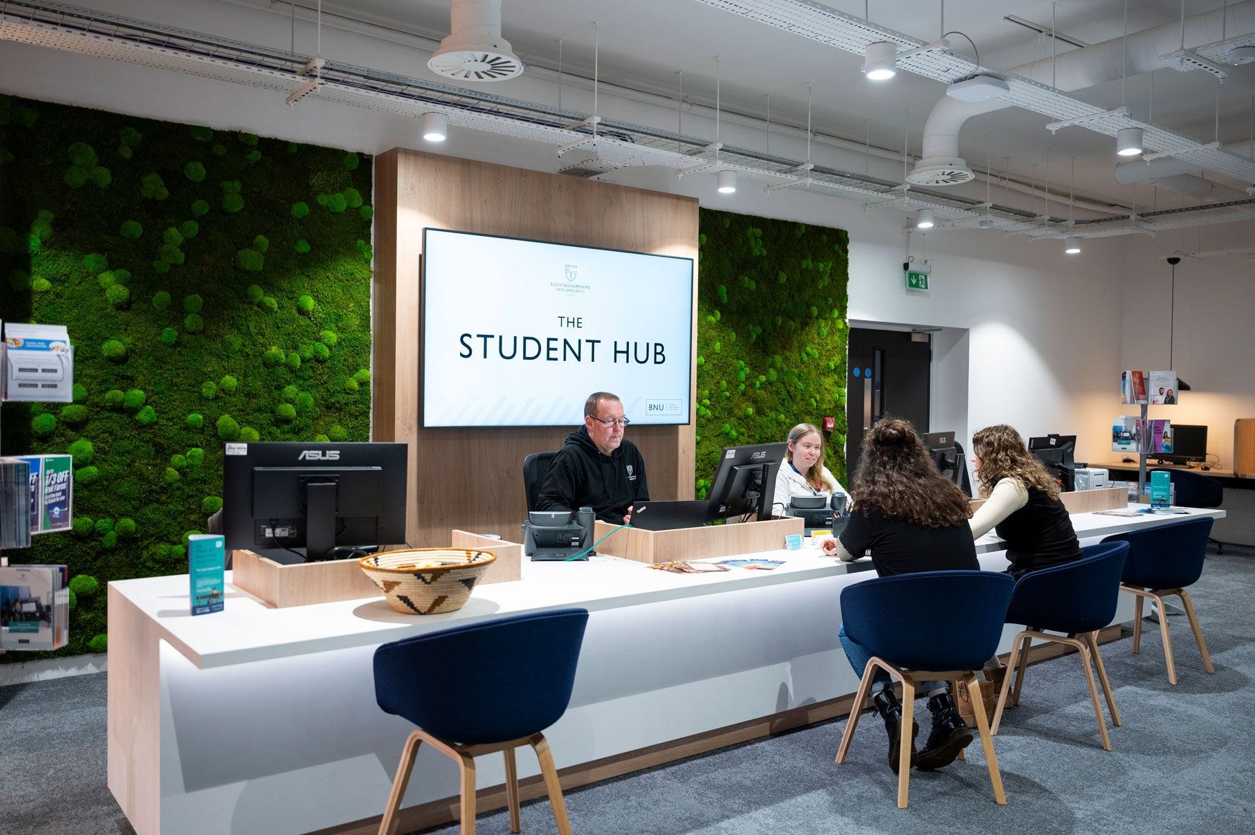 Students and staff in Student Hub
