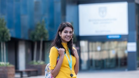 Female BNU student outside High Wycombe campus