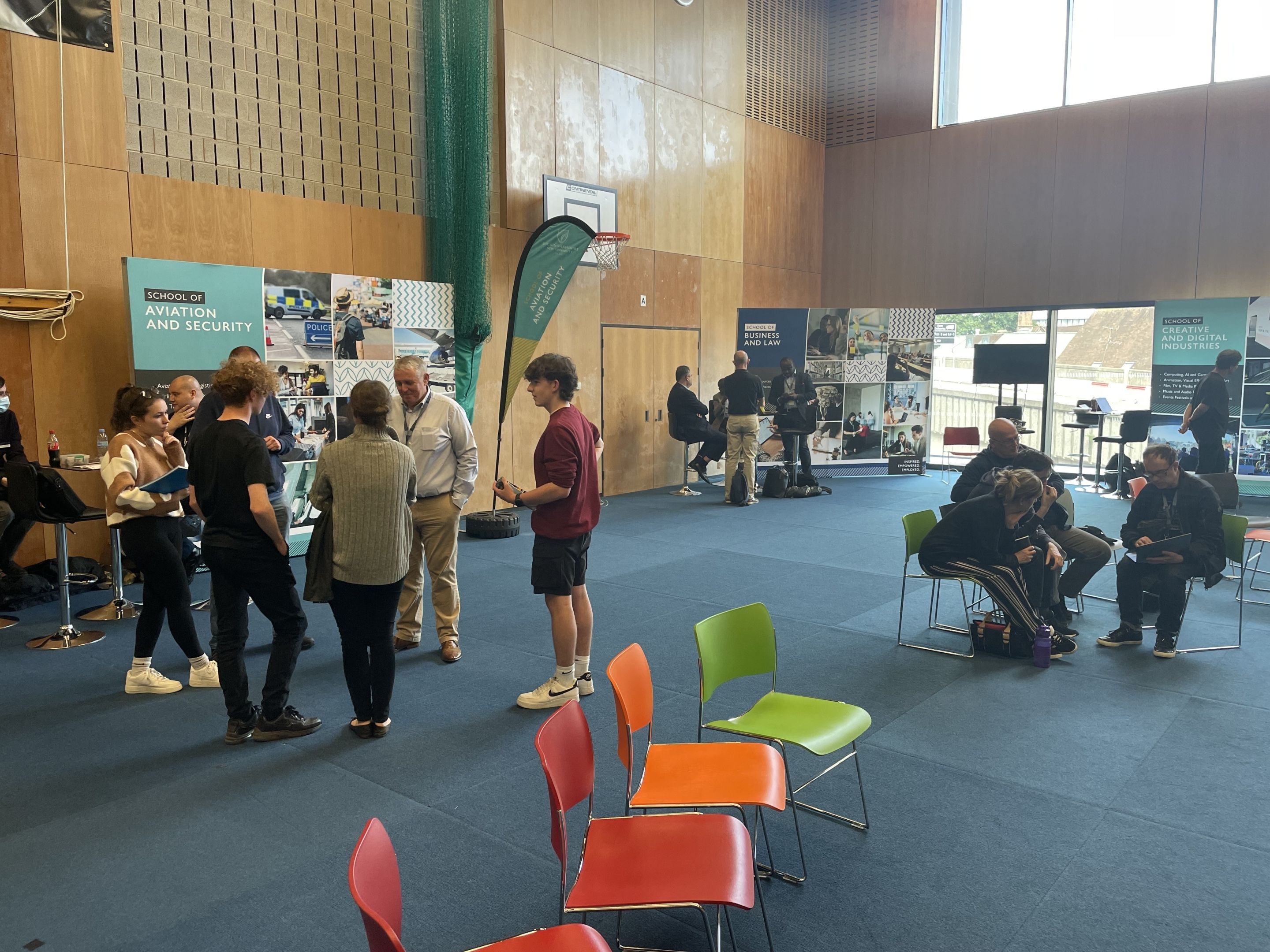 open day in events hall on campus